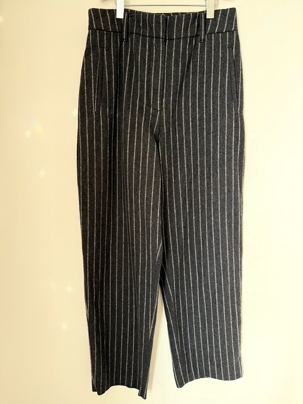 Wilfred Aritzia Wool Cashmere Pinstripe Ankle Pants Charcoal Grey Size 6